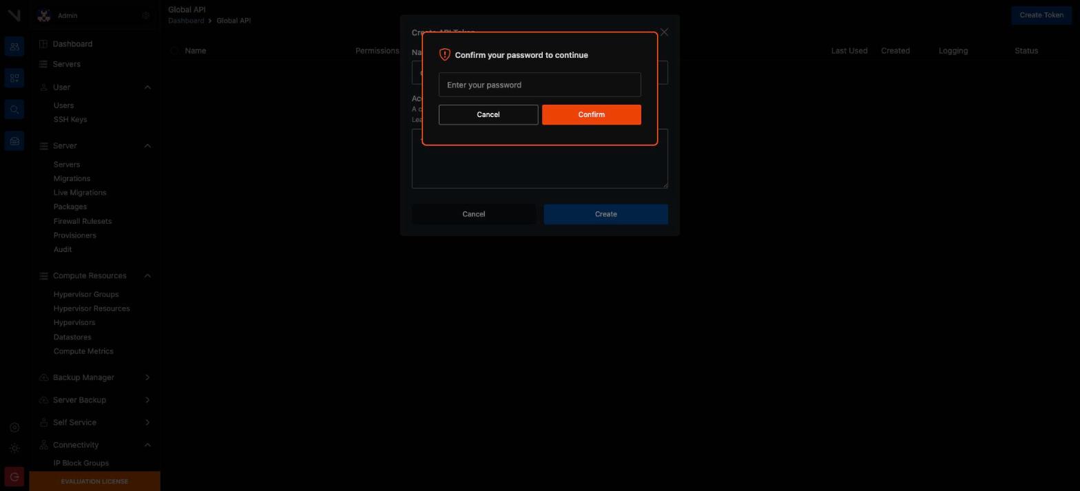 Step Up Authentication। গ্রাহক এলাকা ও অ্যাডমিন এলাকা — দুই জায়গাতেই সংবেদনশীল কাজের আগে VirtFusion আবার পাসওয়ার্ড চায়।